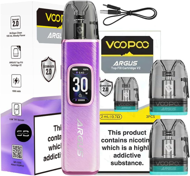 Voopoo Argus G3 Vape Kit (Diamond Pink) - 9 Colours to Choose from - 45 Min Fast Charge 30W /1500Mah, Compatible Will All Argus Pods - No Nicotine (Diamond Pink)