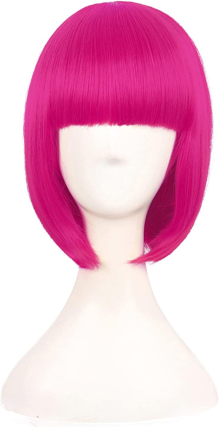 Natural Short Straight New Wigs Flat Bangs Wigs-Black-Ladies