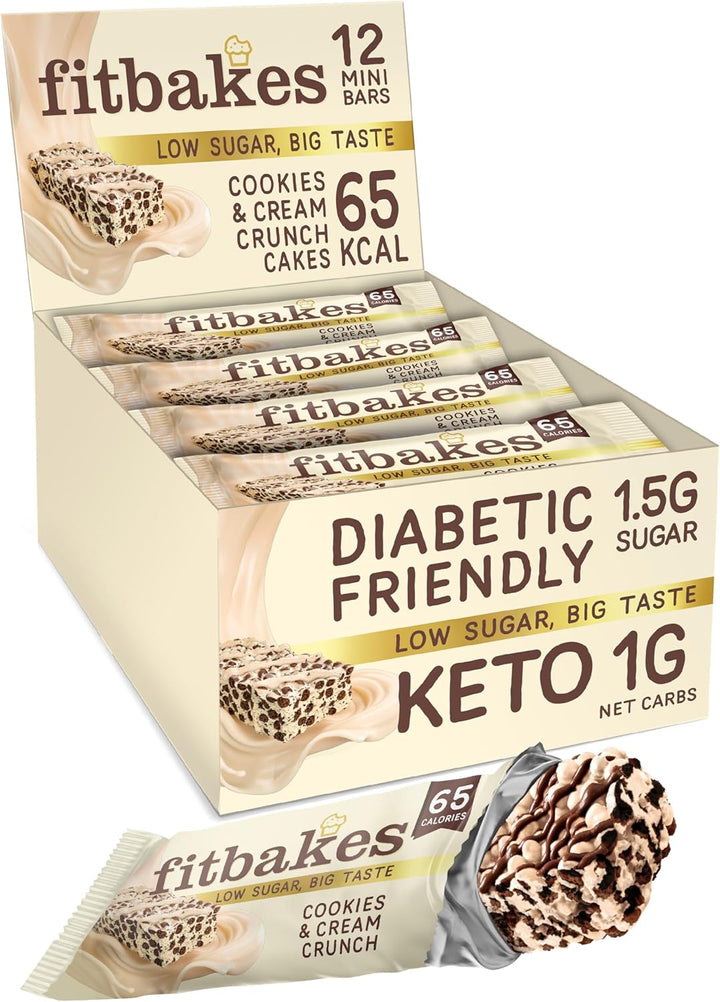 64 Calories Belgian Chocolate Mini Bars (12X19G) Diabetic Chocolate Keto Snack, 1 Net Carb Low Sugar Crunch Cake, Diabetic Sweets Biscuits, Low Calorie Snack, No Added Sugar, Fitbakes
