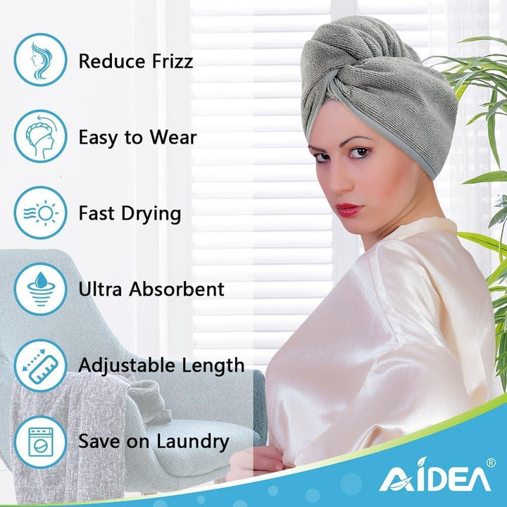 Microfibre Hair Towel Wrap, 5 Pack Hair Turbans, Super Absorbent Quick Dry Hair Towel Wrap for All Hair Types anti Frizz, 25X66Cm