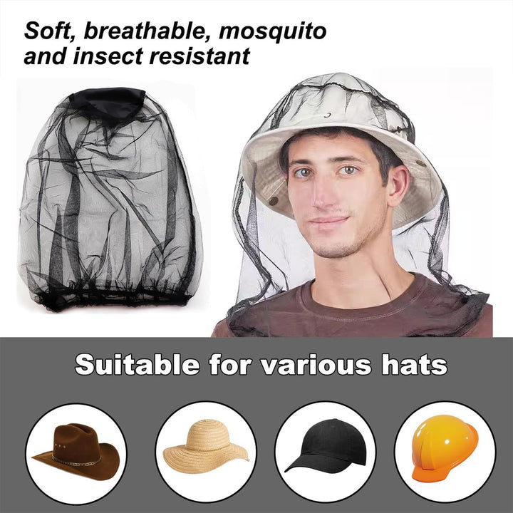 2Pcs Midge Head Net Mosquito Head Protecting Net Face Mesh for Mosquitoes Bugs Fly Insects Gnats Midges Encrypted Fine Mesh Insect Netting Cover for Outdoor Fishing Camping Hiking Climbing Walking