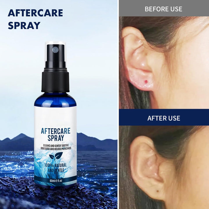 Aftercare Spray, Saline Spray, Sterile Saline Solution, 60Ml Cleaning Mist for Ear, Nose, Navel, Tongue – Soothing Aftercare Cleaning Solution