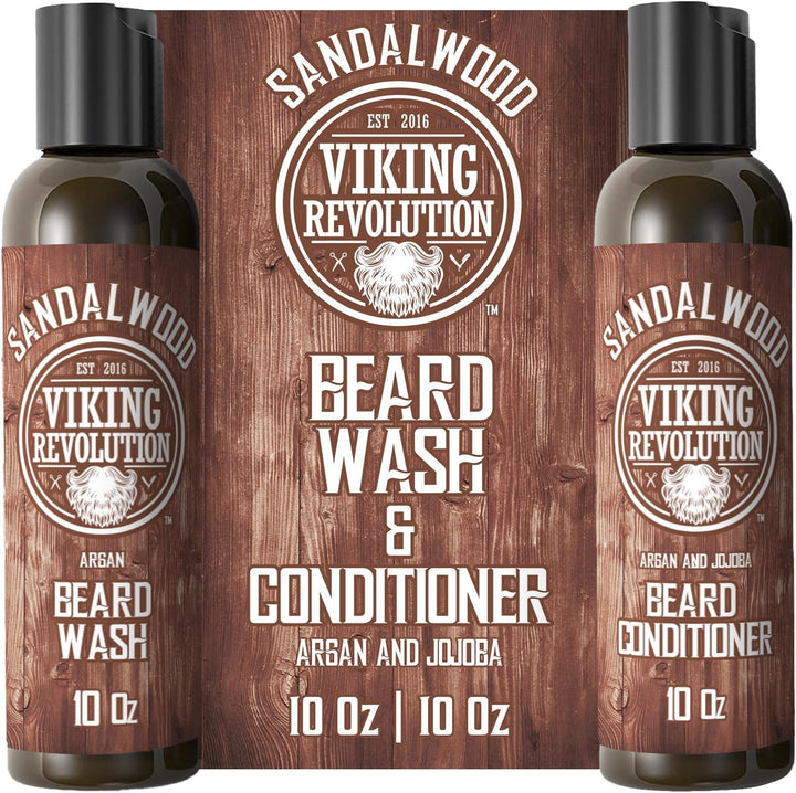 - Beard Shampoo and Conditioner - Natural Beard Wash & Beard Conditioner with Argan & Jojoba Oils - Softens & Strengthens - Gifts for Men - Sandalwood - 2 X 150 Ml