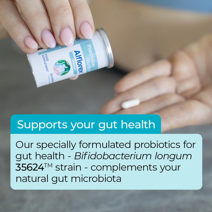 Alflorex Original - Daily Gut Health Probiotics - Contains Bifidobacterium Longum Bacterial Culture Strain 35624 - No Refrigeration Required - 60 Capsules