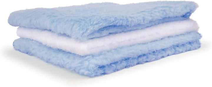 3 Pack Microfiber Super Soft Baby Face Wash Cloths, 28 X 28Cm Washable & Reusable Unscented Flannels, Multipack Pink and White, Ideal for Wiping and Cleaning Hands and Face (Blue)