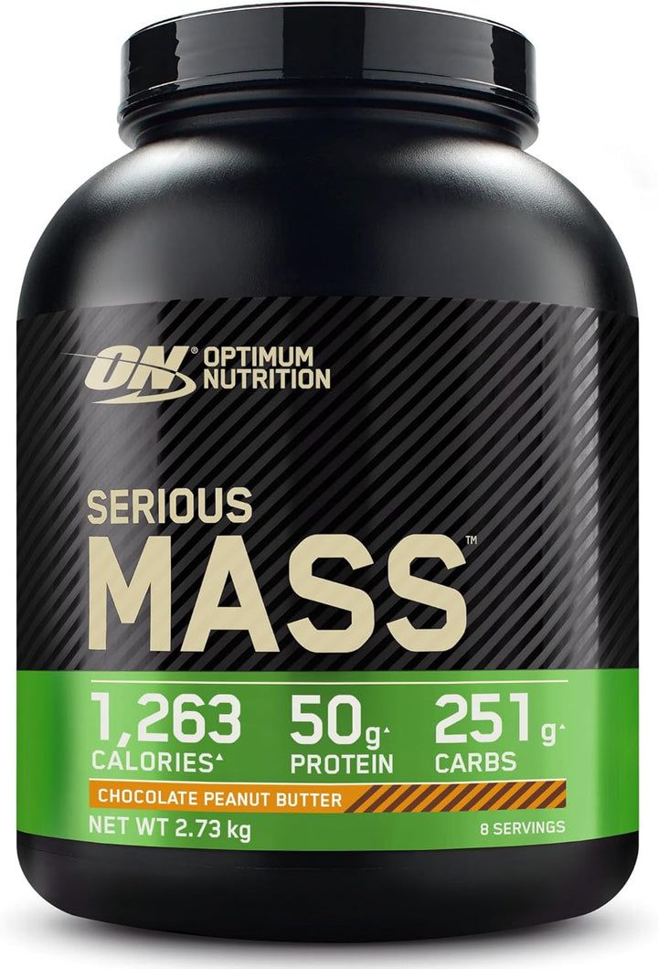 Serious Mass Protein Powder High Calorie Mass Gainer with Vitamins, Creatine and Glutamine, Strawberry, 8 Servings, 2.73 Kg, Packaging May Vary