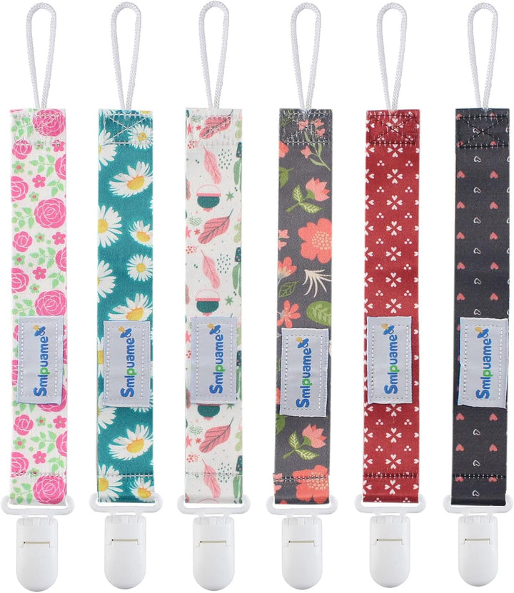 Dummy Clips Girl,6 Pack BPA Free Soother Chain,Pacifier Holder Clips for Teether Toy,Baby Dummy Strap Clip Universal Design Fit All Pacifiers Baby Teething Toys,Newborn Baby Shower(Fruit)