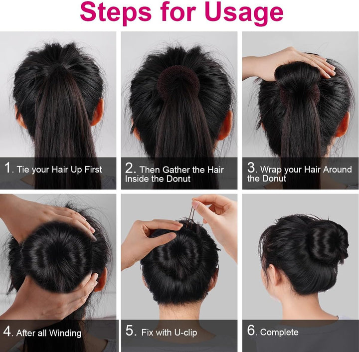 Hair Donut Bun Maker Set, 4 Pcs Ring Style Donut Bun Shaper with 30 Hair Pins, Blonde Chignon Doughnut Bun Hair Accessories for Girls Kids Women DIY Chignon Hair Styles