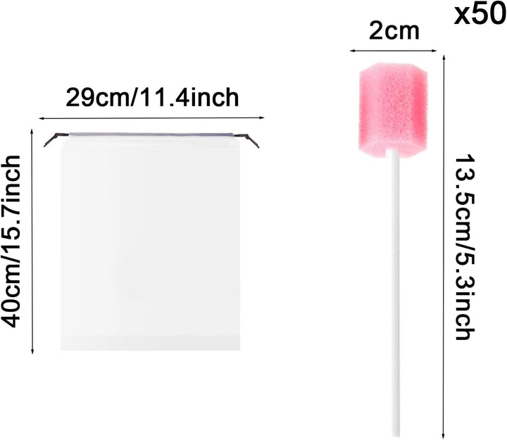 50 Pcs Mouth Swabs, Oral Care Sponge Swab Disposable Mouth Swab Tooth Cleaning Tool Dental Care Kit, Mouth Sponges for Kit Foam Swab Sticks for Oral Care (Pink)