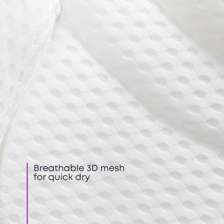 Bath Pillow with 6 Suction Cup and Air Mesh Technology, Ergonomic Design Helps Support Head and Neck, Non-Slip (White)