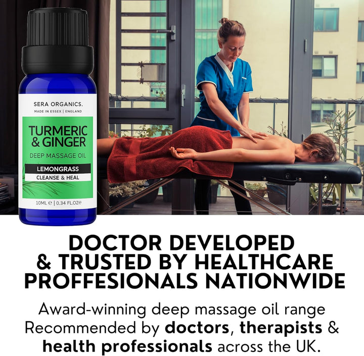 Turmeric Massage Oil with Lemongrass – Natural Relief for Joint Pain, Muscle Fatigue & Lymphatic Drainage │ Anti-Inflammatory Deep Tissue Oil for Circulation Support – 10Ml by