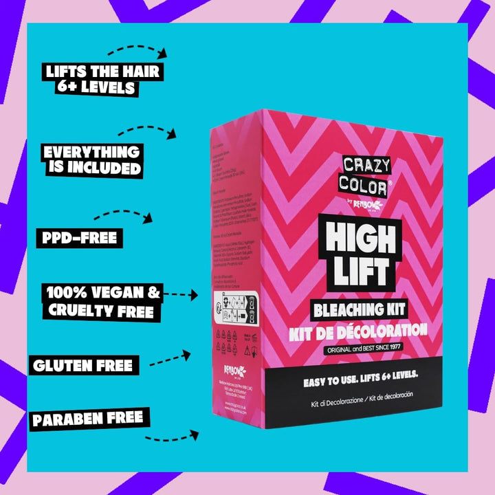High Lift Bleaching Kit. Pre-Lightener Powder Bleach & 30 Vol (9%) Developer | Achieve up to 6+ Levels of Lift. Vegan & Cruelty Free