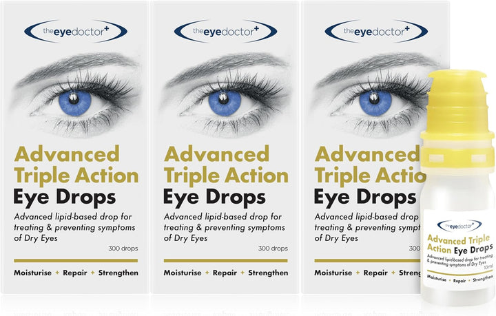 Dry Eye Drops, Advanced Triple Action Formula – Lipid-Based Eye Drop for MGD, Blepharitis & Evaporative Dry Eye, Preservative Free, Contact Lens Friendly, 300 Drops, 10Ml