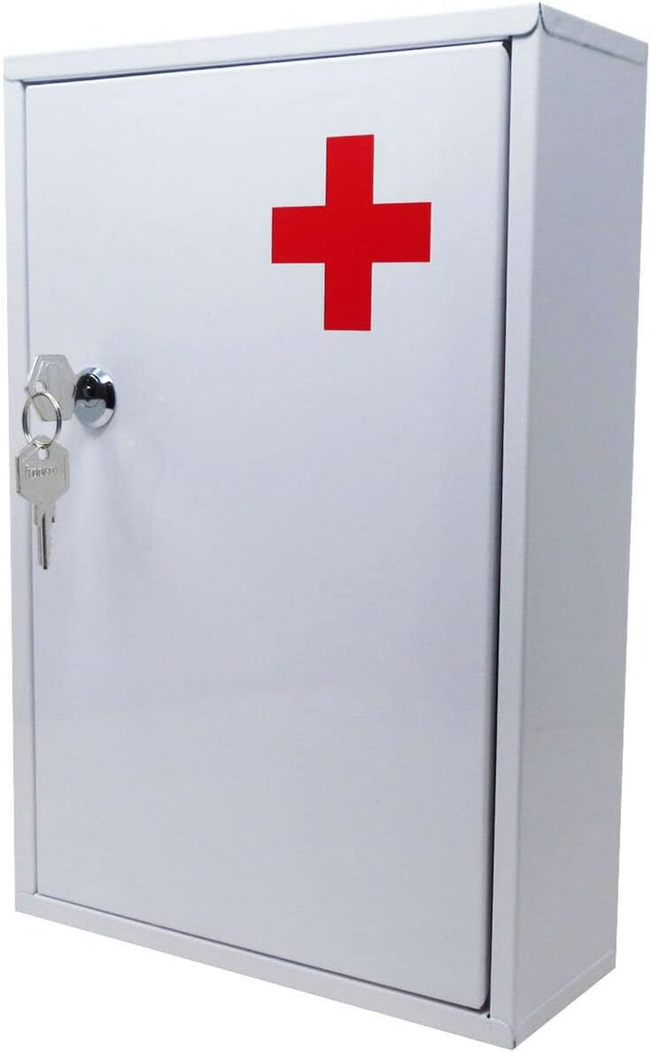 ® Secure Medical Storage Lockable Box First Aid Medicine Emergency Metal White Gloss Bathroom Cabinet Wall Mounted Safe Secure Medicine & Valuables Complete with Fixings & 2 Keys