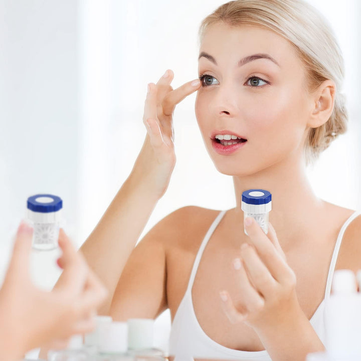 5 Pcs Contact Lens Barrel Cases, Contact Lens Cleaner Contact Washer Manual Rotation Contact Lens Cleaning Container for Eyes Care