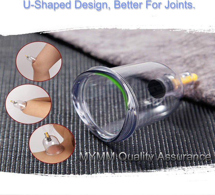 12 Cupping Cups Sets Biomagnetic Traditional Professional Chinese Therapy Massage Cupping Set Household Pull Out Vacuum Cupping Kit/Chinese Massage Hijama Suction (12)