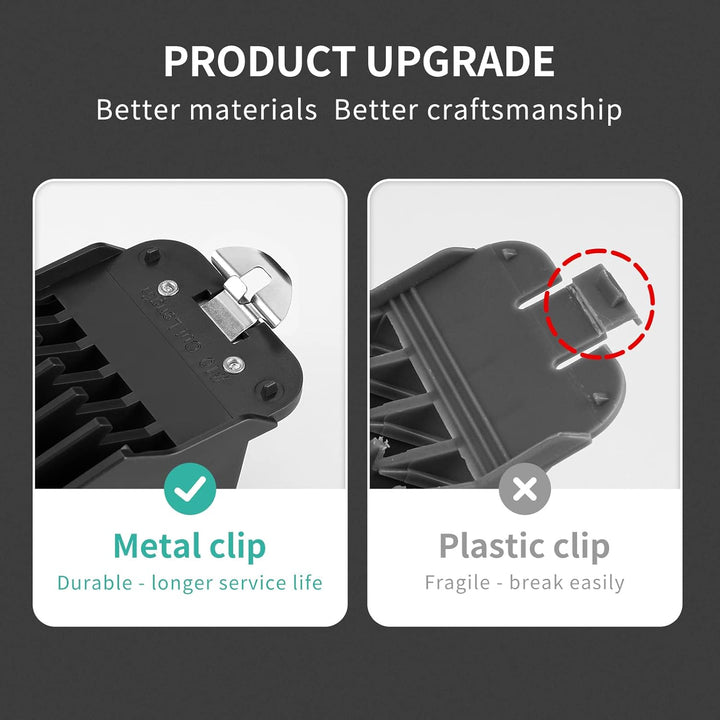 Clipper Guards Cutting Guides for Wahl Hair Clippers with Metal Clip of Model 1.25 in & 1.5 in & 1.75 in & 2 in & 2.25 in & 2.5 In, Fits Most Full Size Wahl Clippers (6PCS, Black)