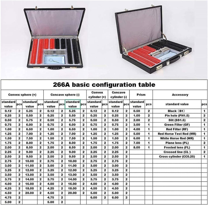 Optical Trial Lens Set - 266Pcs Comprehensive Kit for Optometry with Testing Frame and Eye Protection Accessories