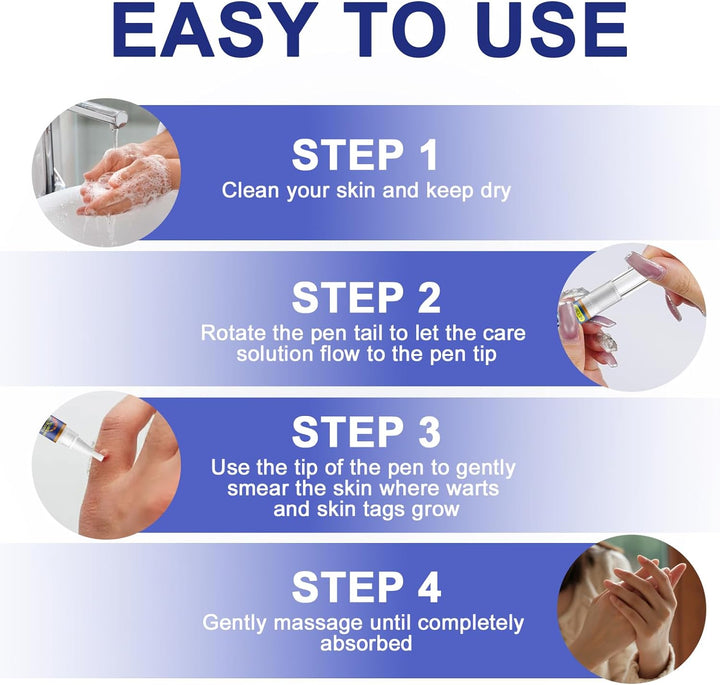 3Pcs Skin Tag Removal Kit, Wart Removal Pen 4ML, Effectively Targets Skin Tags, Mole, Calluses on Body (3)