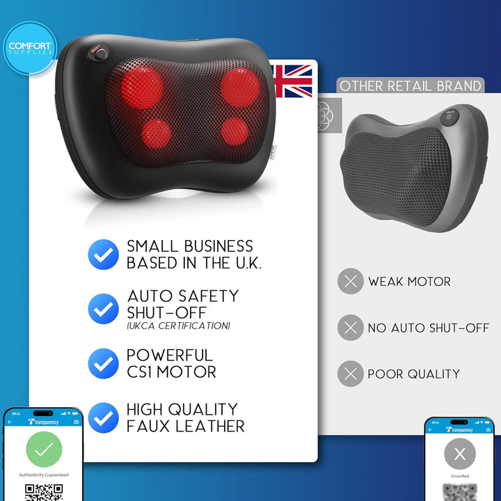 Back Massager, Neck Massage, Shiatsu Pillow with Heat, Deep Tissue Kneading Massager for Neck, Back, Shoulder, Legs, Electric, Muscle Pain Relax, Gifts for Women Men Mum Dad Him Her