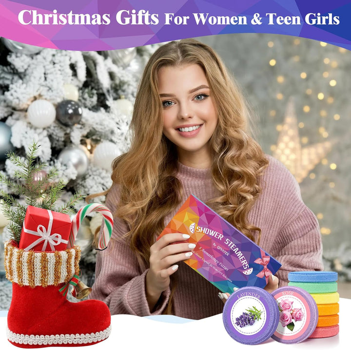 Gifts for Women: Shower Steamers Aromatherapy, Birthday Gifts for Women, Mum, Nanny, Girls, Teen SPA Stress Relief Bath Bombs Set Christmas Stocking Fillers Advent Calendar 2025 (8 Scents)