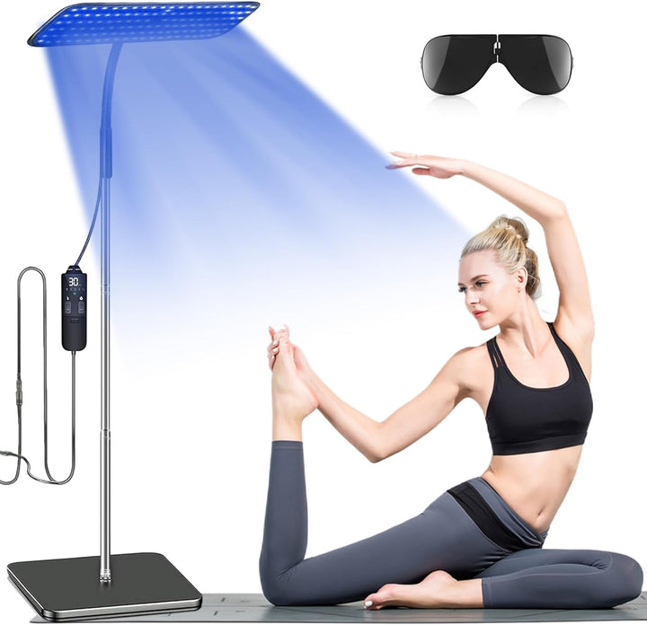 Tanning Lamp for Home, Tanning Lamp with 460Nm & 490Nm Blue Light, Face Tanning Lamp with Adjustable Bracket and 126 Leds, Sunbeds for Home Tanning with Adjustable Light Mode Intensity and Timer