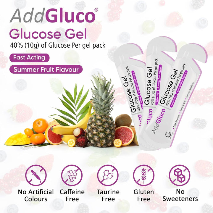 Glucose Gel – Fast-Acting Glucose Energy Gel in Easy Tear Sachets (3 X 25G) – Summer Fruit Flavour, Vegetarian & Vegan-Friendly