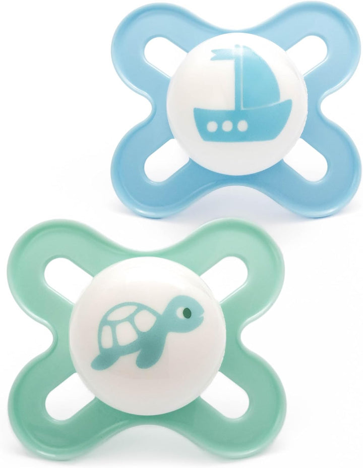 Original Start Soothers | 0-2 Months | 2 Pack | Newborn Dummies | Comes in Dummy Steriliser Case | Sustainable Materials | Baby Accessories for Newborn | Cream (Various Designs)