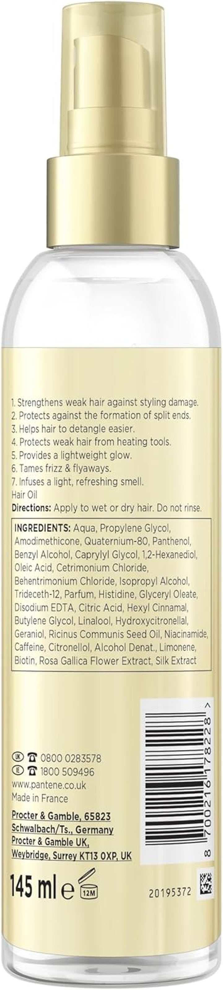 Hair Oil and Heat Protection Spray, Leave in Conditioner Detangling Hairspray Treatment with Biotin, Tames Frizz and Protects against Split Ends, 145Ml