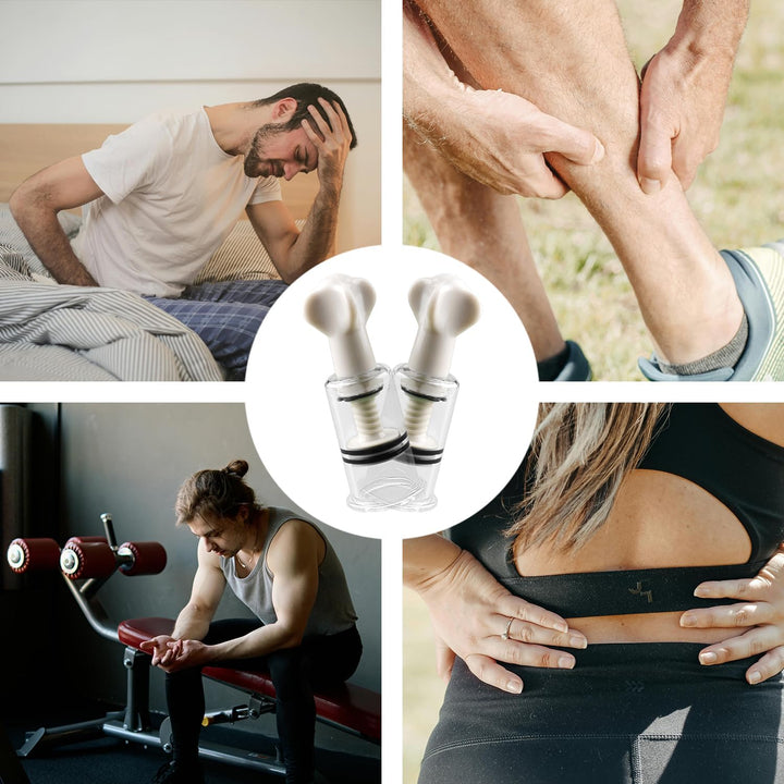 2 Pcs Thickened Hand-Twist Vacuum Cupping Set Health Benefits Moisture Removal Home Use Rotating Suction Therapy for Fatigue Relief Stress Reduction