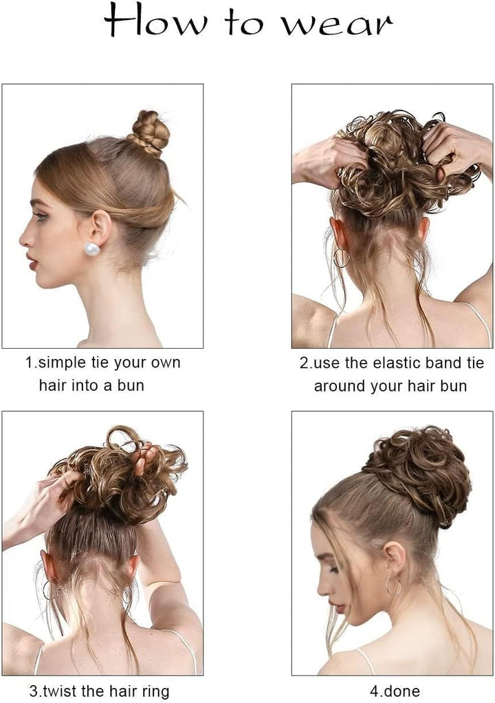 Messy Bun Hair Piece for Womens Synthetic Scrunchies Buns Extension Hairpieces Updo Pony Tail Dirty Blonde