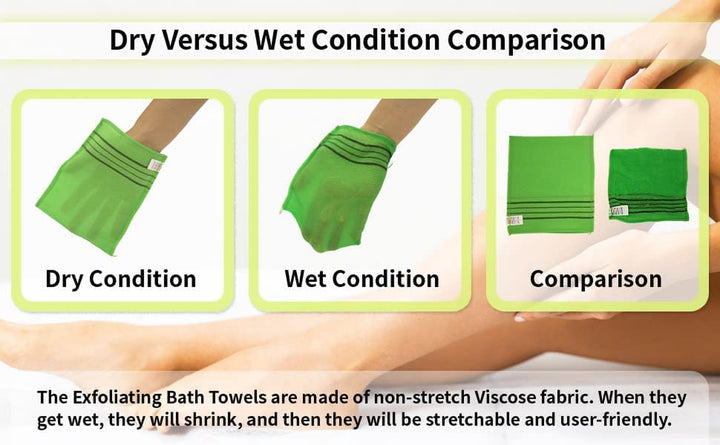 -Korean Exfoliating Towel Washcloth Mitts 12Pcs(Green4,Red4,Yellow4)/Korean Italy Towel Skincare Exfoliating Scrub Bath Cloth Remove Dead Skin