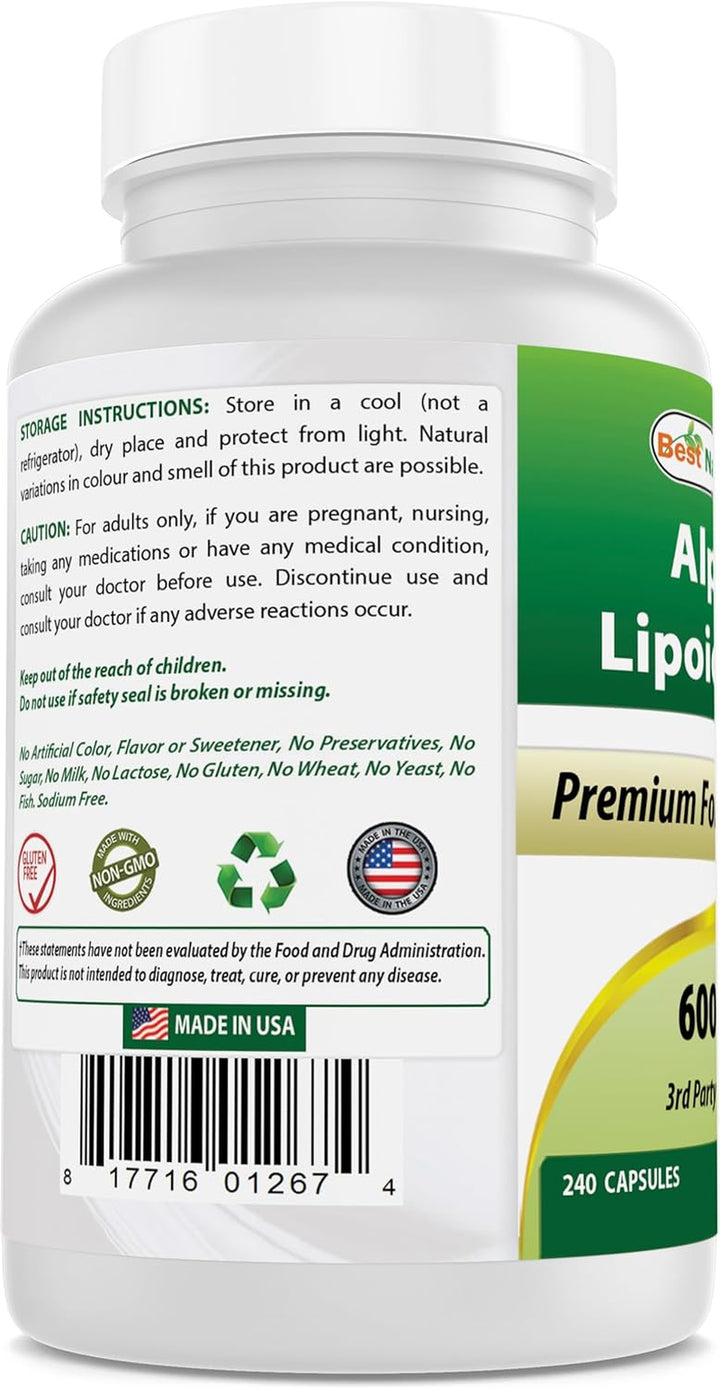 Alpha Lipoic Acid 600 Mg 240 Capsules (240 Count (Pack of 1))