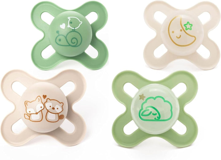 Original Start Soothers | 0-2 Months | 2 Pack | Newborn Dummies | Comes in Dummy Steriliser Case | Sustainable Materials | Baby Accessories for Newborn | Cream (Various Designs)