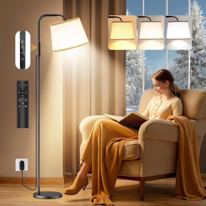 SAD Lamp, 10000 Lux SAD Light Therapy Lamp with Remote & Touch Control, Adjustable Color/Brightness/Timer, Light Therapy Floor Lamp with Linen Shade for Bedroom, Office, Living Room