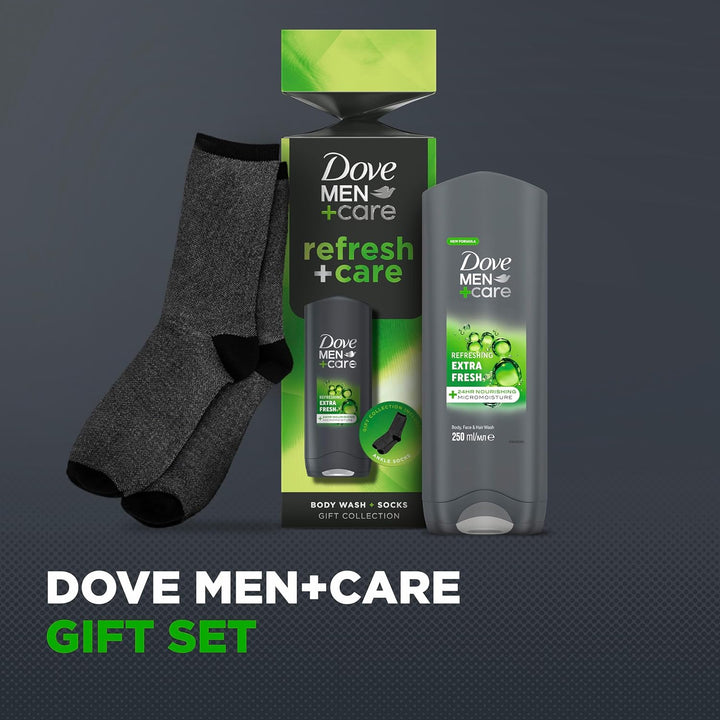 Dove Men+Care Refresh+Care Body Wash & Socks Gift Set with a 3-In-1 Hair, Face & Body Wash and Socks in a Stylish Cracker Perfect Gifts for Men 1 Piece