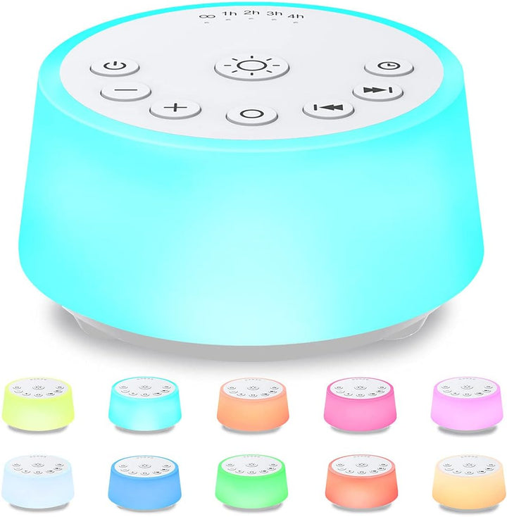Sound Machines with 10 Colors Night Light 25 Soothing Sounds and Sleep White Noise Machine 32 Volume Levels 5 Timers Adjustable Brightness Memory Function for Adults Kids Baby (Black)