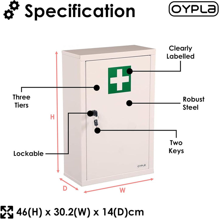 Wall Mounted Metal First Aid Medicine Medical Cabinet Locker