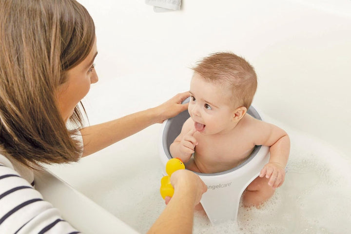 - Baby Bath Seat - Soft Touch Support - Water Level Indicator - Fixation by Suction Cups - Grey