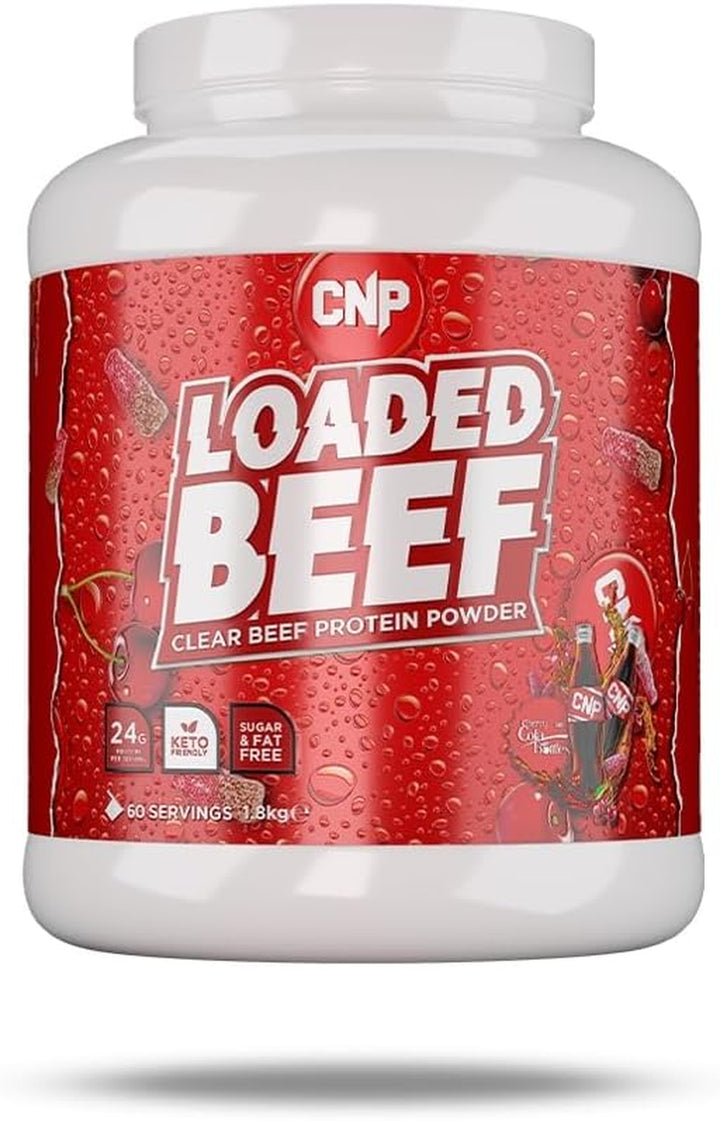 Loaded Beef, Clear Beef Protein Powder, 23G Clear Collagen Protein, Keto Friendly, Virtually Sugar & Fat Free, 60 Servings 6 Great Tasting Flavours (1.8Kg, Cherry Cola)