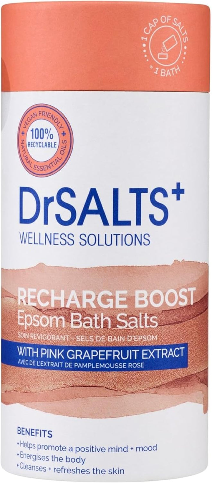 Drsalts+ Muscle Therapy Epsom Salts - Invigorating Epsom Bath Salts for Muscle Recovery with Eucalyptus, Ginger and Rosemary Essential Oils, 750 G