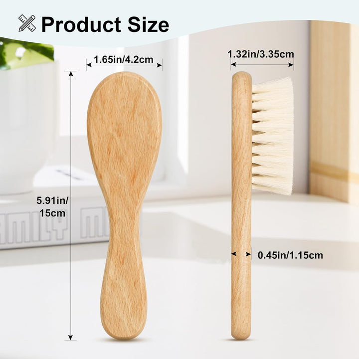 2PCS  Baby Hair Brush, Wooden Baby Brush for Newborns & Toddlers, Kids, Super Soft Goat Bristles Brush,Toddler Hair Brush,Ideal for Cradle Cap
