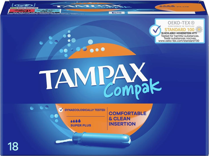 Tampons Multipack Tampax Compak Super plus | with Applicator | 18 X 4 Packs (72) | Value Multipack | Heavy Flow, Leak Protection, Super Absorbent