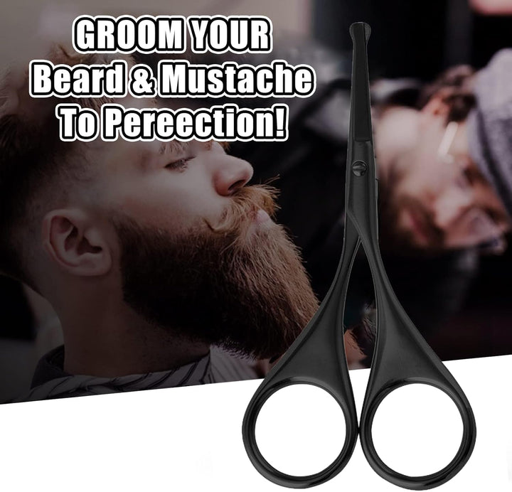 Premium Nose Hair Scissors, Curved Safety Blades with Rounded Tip for Trimming Small Details Facial Hair, Ear Hair, Eyebrow (Black)