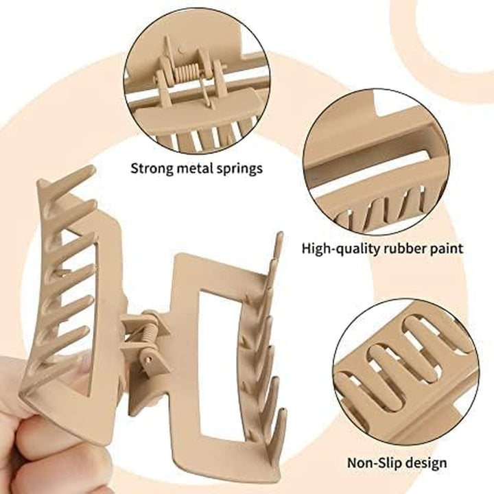 Hair Claw Clips for Women Thick Hair, 4.1 Inch Matt Coated Hair Clips Women for Thick & Thin Hairs, 4PCS