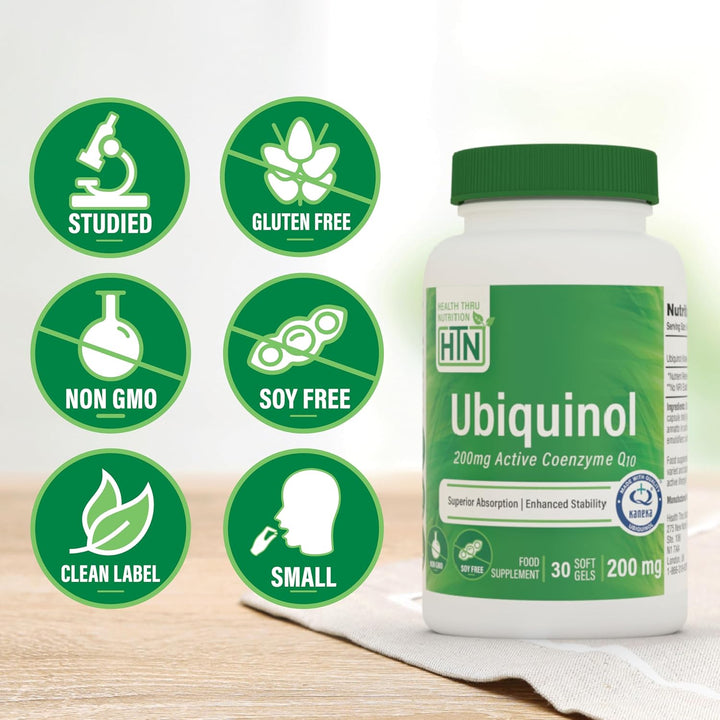 Ubiquinol 200Mg as Kaneka QH Reduced Coq-10 | Stabilized - 3Rd Party Tested | Enhanced Bioavailability | Cardiovascular & Mitochondria Function Support | Non-Gmo by  (Pack of 30)