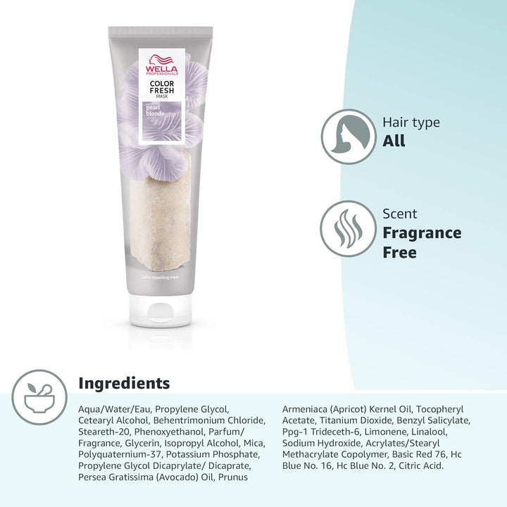 Wella Professional Color Fresh Mask | Temporary Color Refresh Treatment |Semi-Permanent Hair Dye | Wash Out Colour |150Ml | Pearl Blonde