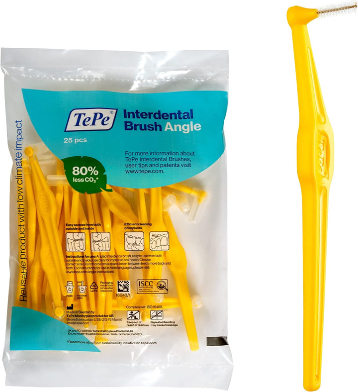 Angle Interdental Brush 0.7Mm 25 Pack Yellow