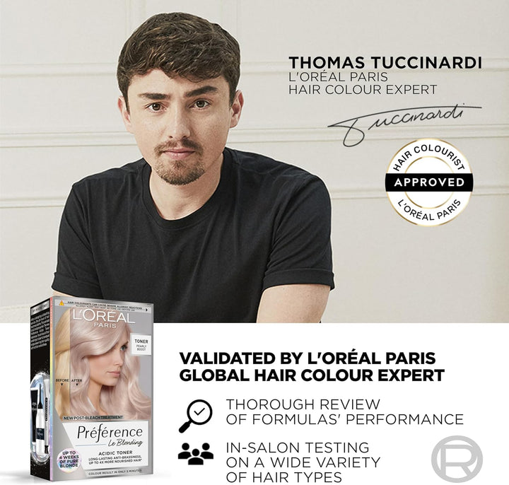 Préférence Le Blonding Acidic Toner, Post Bleach Treatment with No Ammonia, Long Lasting Anti-Brassiness, Pearly Boost 02