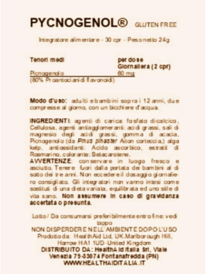 Pycnogenol Extract 30Mg - 30 Tablets